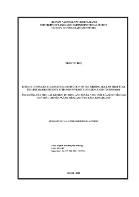 Luận văn thạc sĩ effects of english collocation instruction on the writing skill of first year english major students at hanoi university of science and technology