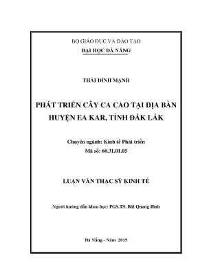 Luận văn phát triển cây ca cao tại địa bàn huyện ea kar tỉnh đắk lắk