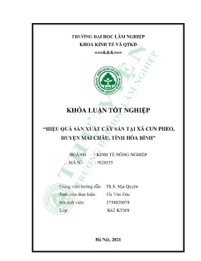 Hiệu quả sản xuất cây sắn tại xã cun pheo huyện mai châu tỉnh hòa bình