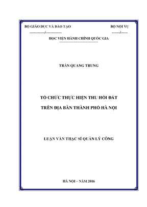Luận văn tổ chức thực hiện thu hồi đất trên địa bàn thành phố hà nội