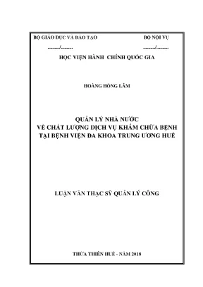 Luận văn quản lý nhà nước về chất lượng dịch vụ khám chữa bệnh tại bệnh viện đa khoa trung ương huế