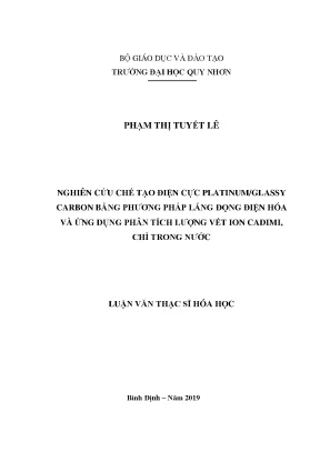 Luận văn nghiên cứu chế tạo điện cực plantium glassy carbon bằng phương pháp lắng đọng điện hóa và ứng dụng phân tích lượng vết ion cadimi chì trong nước