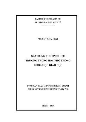 Luận văn thạc sĩ xây dựng thương hiệu trường trung học phổ thông khoa học giáo dục