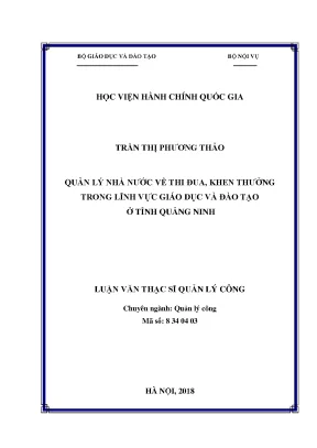 Luận văn quản lý nhà nước về thi đua khen thưởng trong lĩnh vực giáo dục và đào tạo ở tỉnh quảng ninh