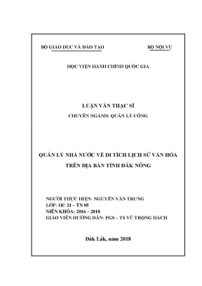 Luận văn quản lý nhà nước về di tích lịch sử văn hóa trên địa bàn tỉnh đắk nông