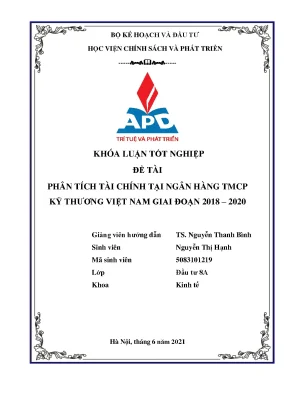 Luận văn phân tích tài chính ngân hàng tmcp kỹ thương việt nam giai đoạn 2018 2020