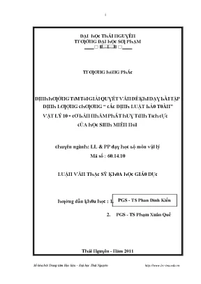 Luận văn định hướng tìm tòi giải quyết vấn đề khi dạy bài tập chương các định luật bảo toàn vật lý 10 cơ bản nhằm phát huy tính tích cực hoạt động học tập của học sinh miền núi