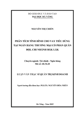 Luận văn phân tích tình hình cho vay tiêu dùng tại ngân hàng tmcp quân đội chi nhánh đăk lăk