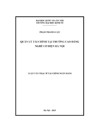 Luận văn thạc sĩ quản lý tài chính tại trường cao đẳng nghề cơ điện hà nội