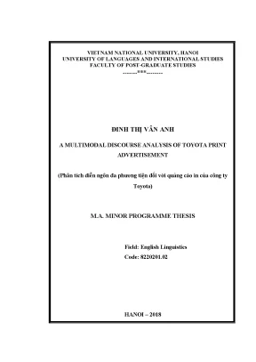 Luận văn thạc sĩ a multimodal discourse analysis of toyota print advertisements