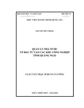 Luận văn quản lý nhà nước về đầu tư vào các khu công nghiệp tỉnh quảng ngãi