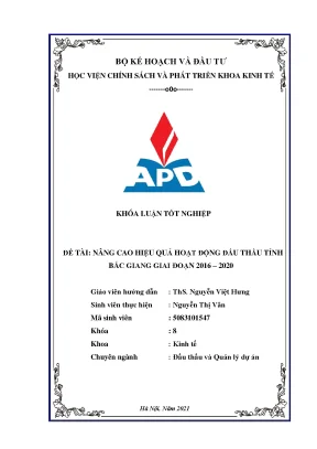 Luận văn nâng cao hiệu quả hoạt động đấu thầu tỉnh bắc giang giai đoạn 2016 2020