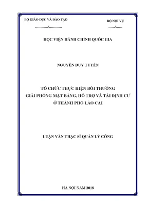 Luận văn tổ chức thực hiện bồi thường giải phóng mặt bằng hỗ trợ và tái định cư ở thành phố lào cai