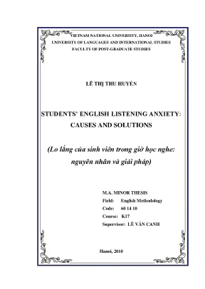 Luận văn thạc sĩ students english listening anxiety causes and solutions