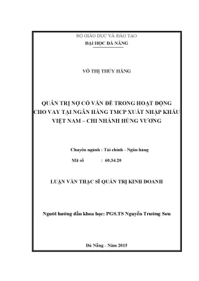 Luận văn quản trị nợ có vấn đề hoạt động cho vay tại ngân hàng tmcp xuất nhập khẩu việt nam chi nhánh hùng vương