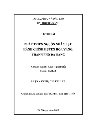 Luận văn phát triển nguồn nhân lực hành chính huyện hòa vang thành phố đà nẵng