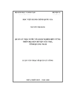 Luận văn quản lý nhà nước về giảm nghèo bền vững trên địa bàn huyện tây trà tỉnh quảng ngãi