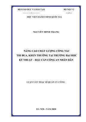Luận văn nâng cao chất lượng công tác thi đua khen thưởng tại trường đại học kỹ thuật hậu cần công an nhân dân