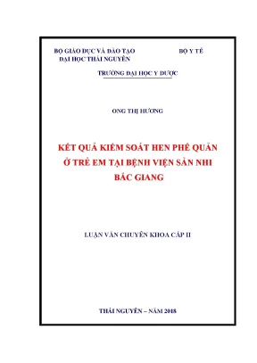 Kết quả kiểm soát hen phế quản ở trẻ em tại bệnh viện sản nhi bắc giang