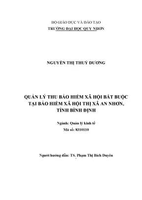 Luận văn quản lý thu bảo hiểm xã hội bắt buộc tại bảo hiểm xã hội thị xã an nhơn tỉnh bình định