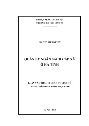 Luận văn thạc sĩ quản lý ngân sách cấp xã ở hà tĩnh