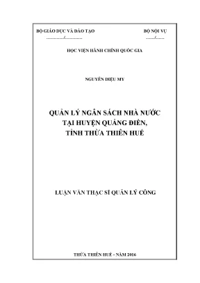 Luận văn quản lý ngân sách nhà nước tại huyện quảng điền tỉnh thừa thiên huế