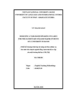 Luận văn thạc sĩ designing a task based speaking syllabus for elementary english majored students of a university in ha noi