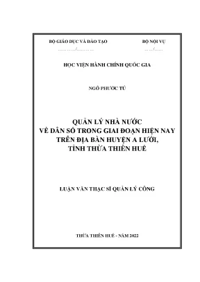 Luận văn quản lý nhà nước về dân số trong giai đoạn hiện nay trên địa bàn huyện a lưới tỉnh thừa thiên huế