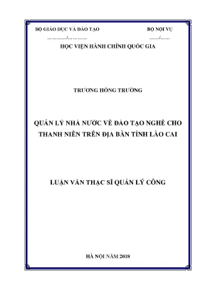 Luận văn quản lý nhà nước về đào tạo nghề cho thanh niên trên địa bàn tỉnh lào cai