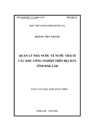 Luận văn quản lý nhà nước về nước thải ở các khu công nghiệp trên địa bàn tỉnh đắk lắk