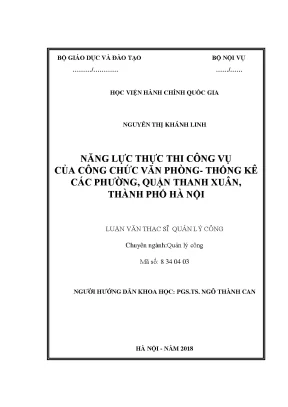 Luận văn năng lực thực thi công vụ của công chức văn phòng thống kê các phường quận thanh xuân thành phố hà nội