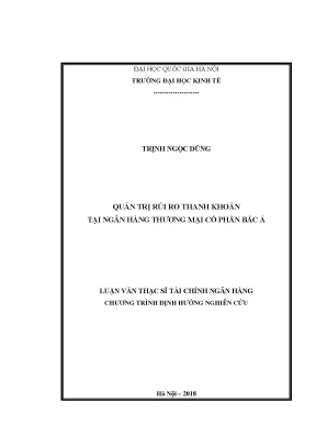 Luận văn thạc sĩ quản trị rủi ro thanh khoản tại ngân hàng thương mại cổ phần bắc á