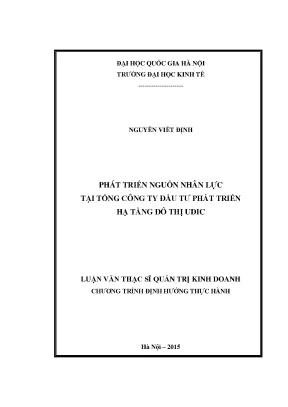 Luận văn thạc sĩ phát triển nguồn nhân lực tại tổng công ty đầu tư phát triển hạ tầng đô thị udic