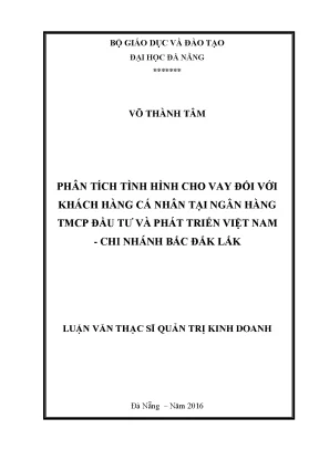 Luận văn phân tích tình hình cho vay đối với khách hàng cá nhân tại ngân hàng thương mại cổ phần đầu tư và phát triển việt nam chi nhánh bắc đắk lắk