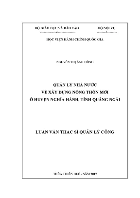 Luận văn quản lý nhà nước về xây dựng nông thôn mới ở huyện nghĩa hành tỉnh quảng ngãi