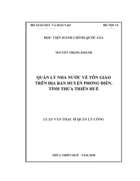 Luận văn quản lý nhà nước về tôn giáo trên địa bàn huyện phong điền tỉnh thừa thiên huế