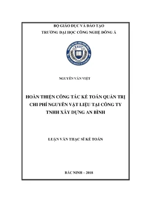 Hoàn thiện công tác kế toán quản trị chi phí nguyên vật liệu tại công ty tnhh xây dựng an bình