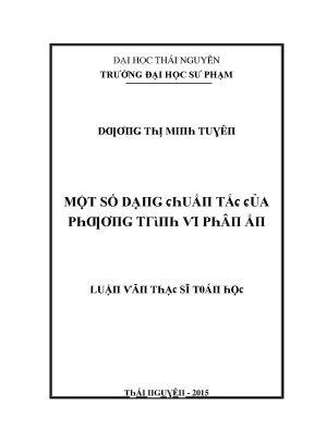 Luận văn một số dạng chuẩn tắc của phương trình vi phân ẩn
