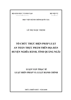 Luận văn tổ chức thực hiện pháp luật về vệ sinh an toàn thực phẩm trên địa bàn huyện nghĩa hành tỉnh quảng ngãi