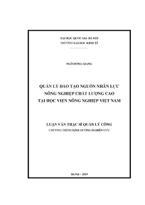 Luận văn thạc sĩ quản lý đào tạo nguồn nhân lực nông nghiệp chất lượng cao tại học viện nông nghiệp việt nam