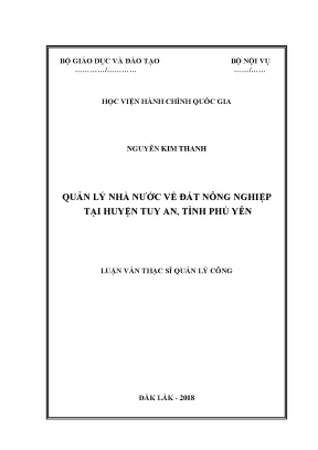Luận văn quản lý nhà nước về đất nông nghiệp tại huyện tuy an tỉnh phú yên