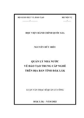 Luận văn quản lý nhà nước về đào tạo trung cấp nghề trên địa bàn tỉnh đắk lắk