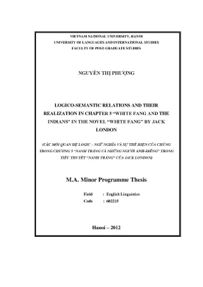 Luận văn thạc sĩ logico semantic relations and their realization in chapter 5 white fang and the indians in the novel white fang by jack london