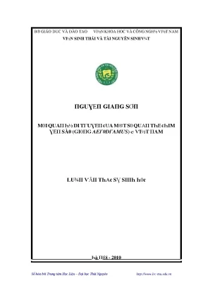 Luận văn mối quan hệ di truyền của một số quần thể chim yến sào giống aerodramus ở việt nam