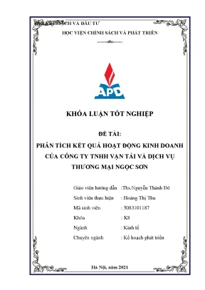 Luận văn phân tích kết quả hoạt động kinh doanh của công ty tnhh vận tải và dịch vụ thương mại ngọc sơn