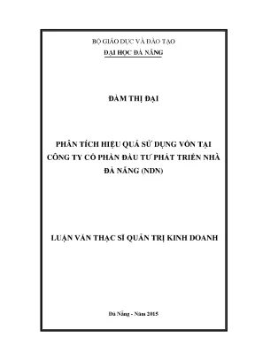 Luận văn phân tích hiệu quả sử dụng vốn tại công ty cổ phần đầu tư phát triển nhà đà nẵng
