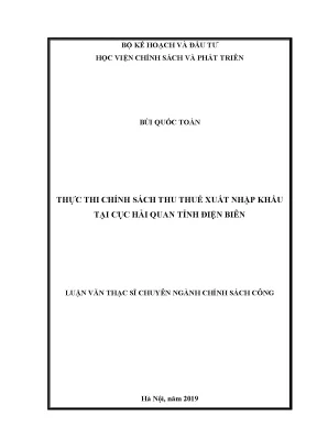 Luận văn thực thi chính sách thuế xuất nhập khẩu tại cục hải quan tỉnh điện biên