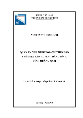 Luận văn quản lý nhà nước ngành thủy sản trên địa bàn huyện thăng bình tỉnh quảng nam