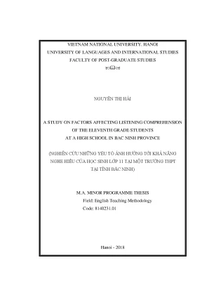 Luận văn thạc sĩ a study on factors affecting listening comprehension of the eleventh grade students at a high school in bac ninh province