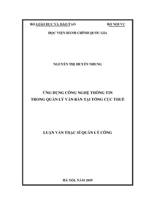 Luận văn ứng dụng công nghệ thông tin trong quản lý văn bản tại tổng cục thuế